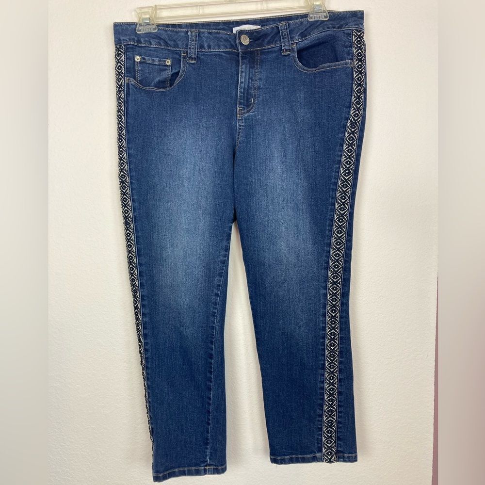 Westport 1962 Cool Tribal side embroidered High waist Cropped Jeans - Picture 7 of 12